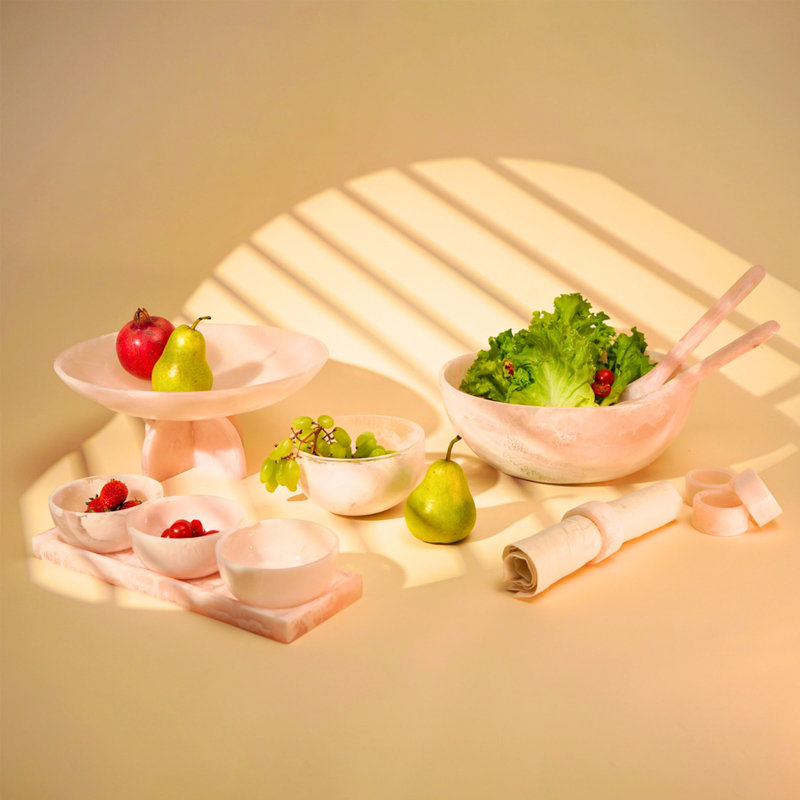 Lucente Tortoise Shell Resin Salad Server Set, Pink