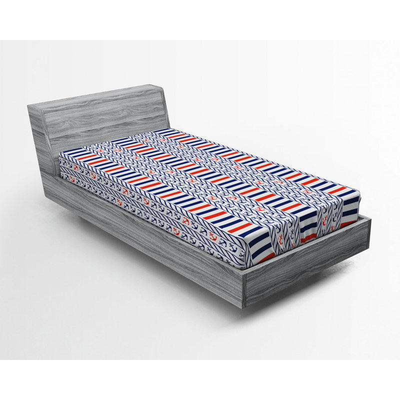 Microfiber Fitted Sheet, Twin XL Fitted Sheet, Blue Striped