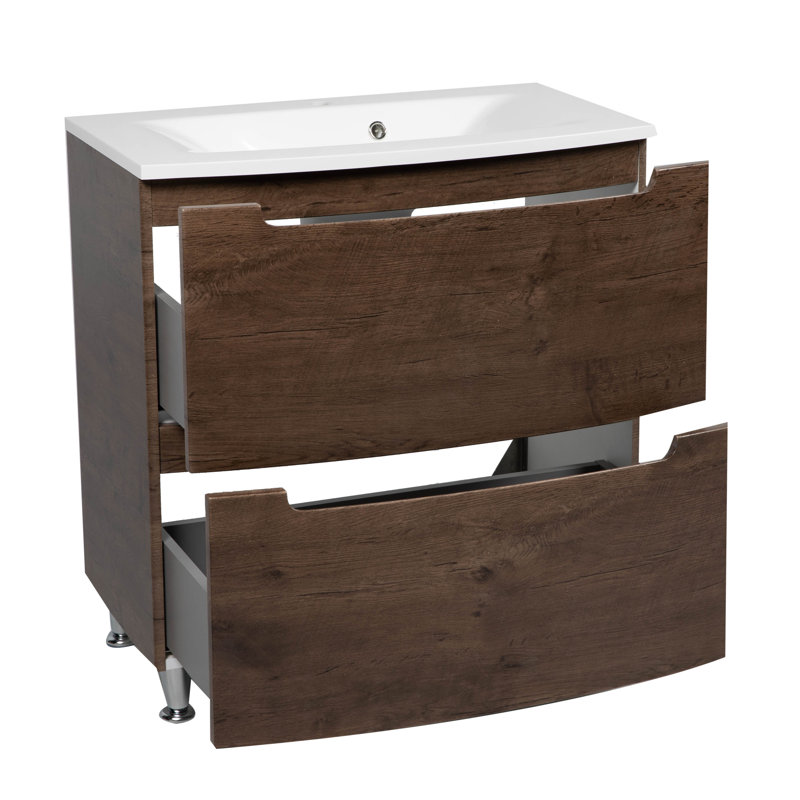 Meuble-lavabo mural moderne avec lavabo | Panneau de fibres à densité moyenne non-toxique résistant au feu MDF-23 + 12R-Collection simple 32 po