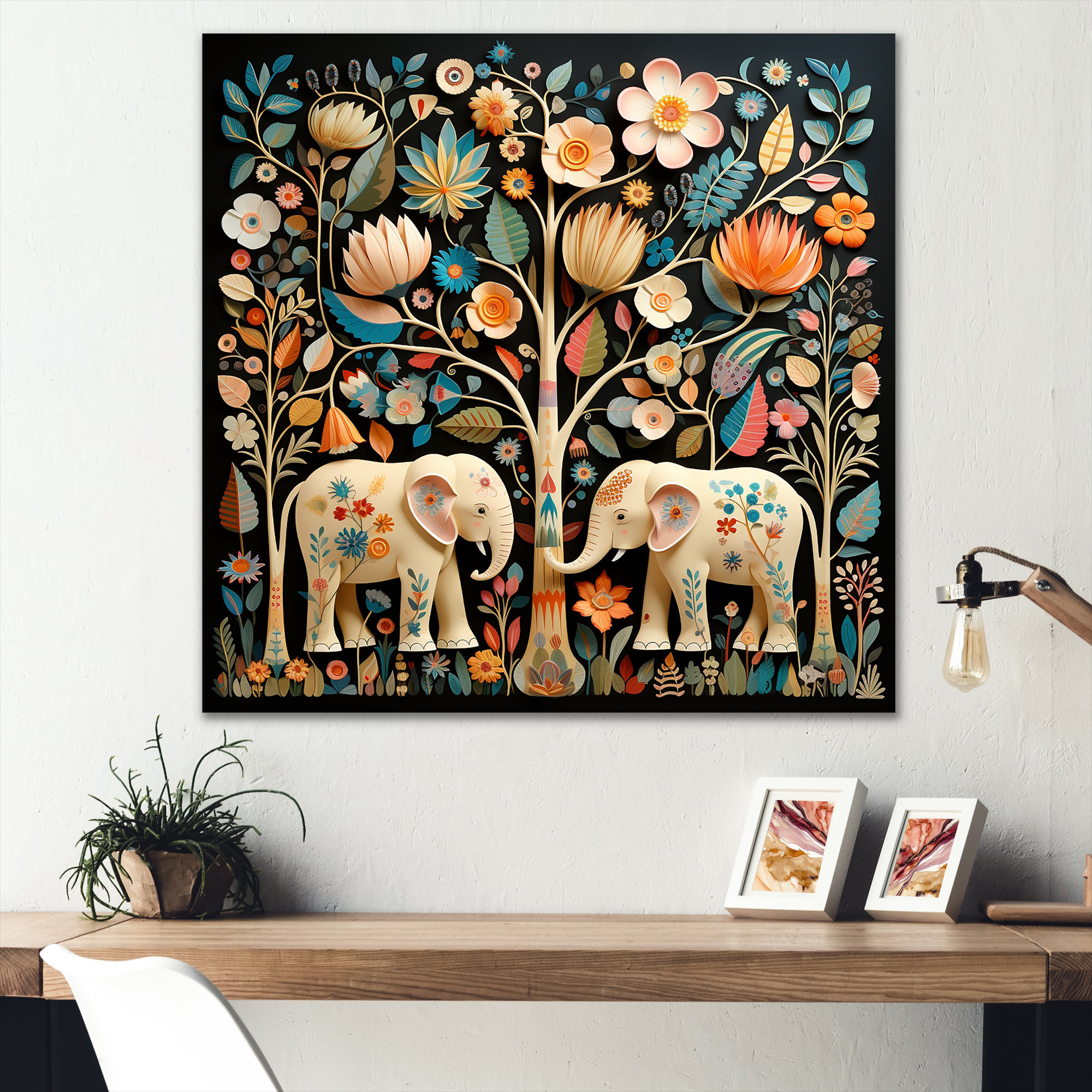 Bungalow Rose Indian Art Jaipur Elephants 4 Indian Art Wall Art Wayfair