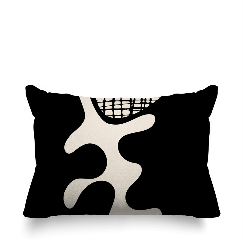 Oreiller rectangulaire réversible intérieur / extérieur Vido, Noir / blanc cassé, H 14 po x l 20 po