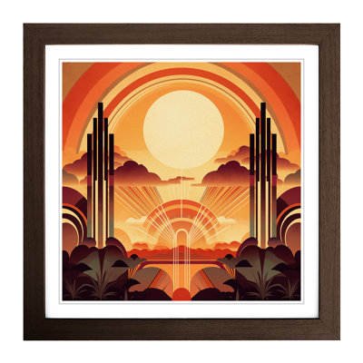 Art Deco Sunset Vintage Art - Framed Print