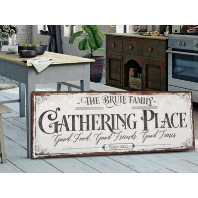 Art mural «Gathering Place», nom de famille personnalisé sur métal
