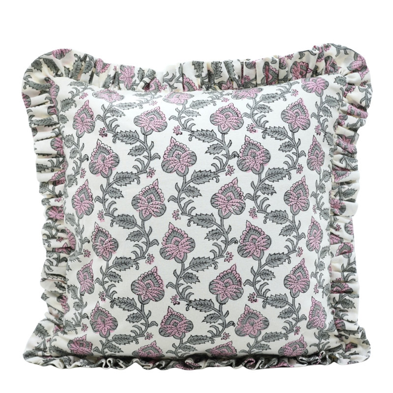 Housse de coussin à motif de volants en tissu Fab Fabine Vintage Style, 18 x 18 pouces