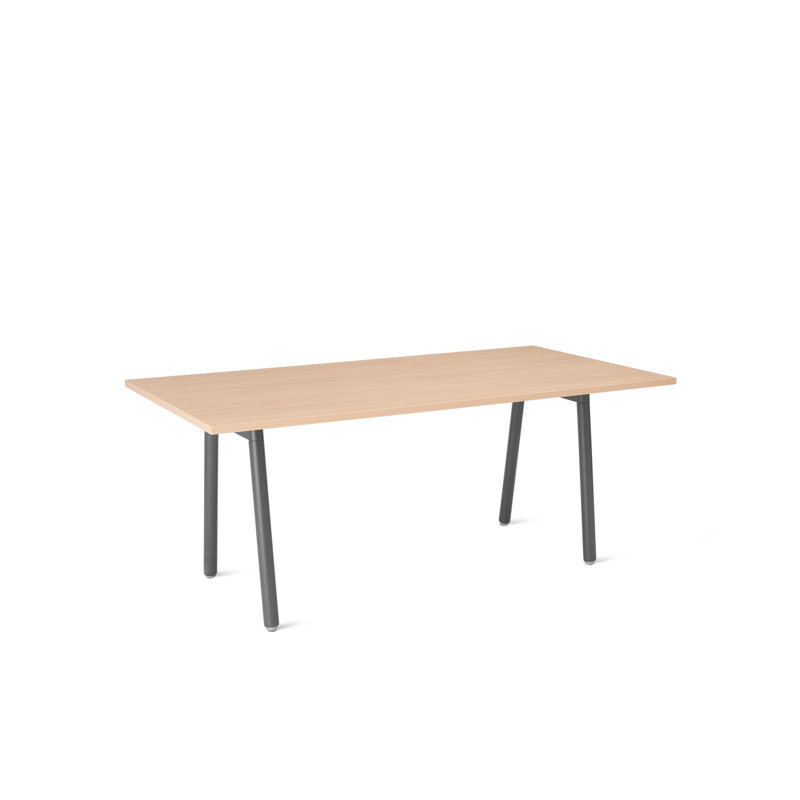 Series A Executive Single Desk, Charcoal/Natural Oak, 29" H x 42" W x 96" D