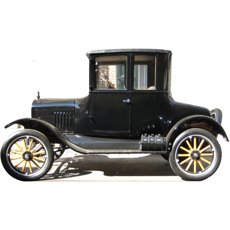 Life-Size Black and Yellow Classic Car Cardboard Standup