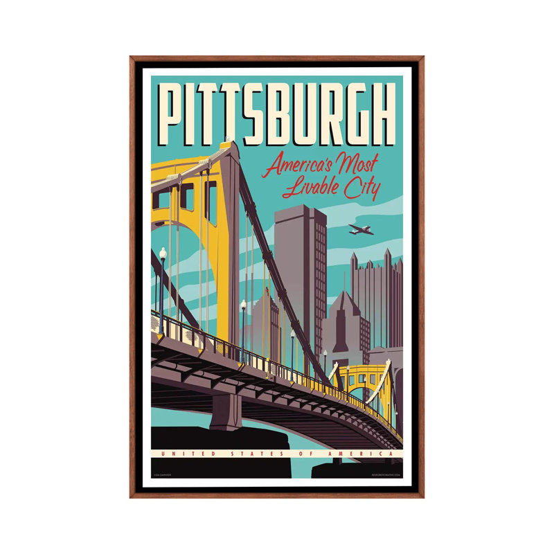 « Pittsburgh most Livable City Travel » par Jim Zahniser-impression d’art graphique, Classic Wood Framed, Pas de tapis