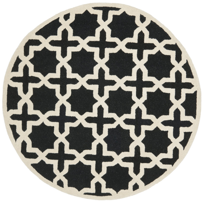 Igna Hand Tufted Wool Geometric Rug, Round 8'