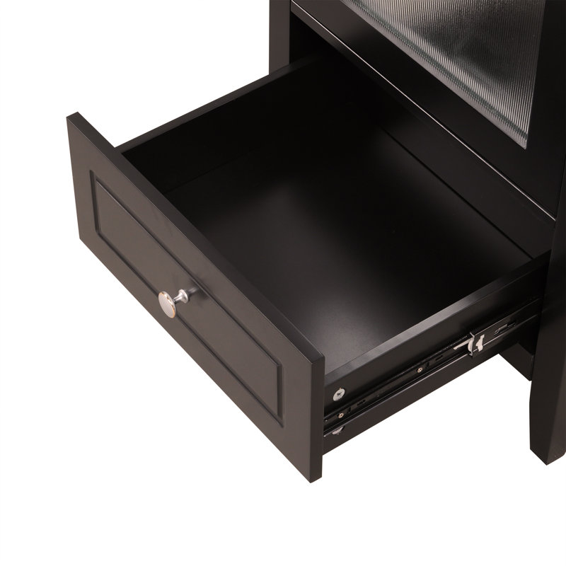 Meuble-lavabo de 20 po avec lavabo en céramique, porte et tiroir en verre à fermeture douce, design moderne, Noir