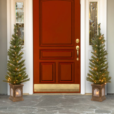 48" H Lehigh Valley Pine Entrance Tree Set with Clear Lights