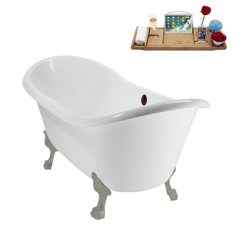 71" Streamline Clawfoot Tub,Tray,Drain and Clawfeet, Brushed Gun Metal, Matte Oil Rubbed Bronze