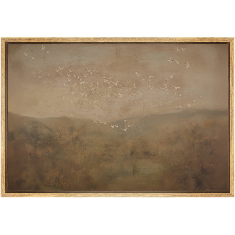 «Warm sépia Birds Over Hills Landscape», impression sur toile encadrée, impression de giclée sur toile, photos de salon