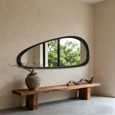 Wooden Irregular Decorative Mirror, Moisture-Resistant Bathroom/Full-Length Mirror, Horizontally Or Vertically, Multiple Sizes Available