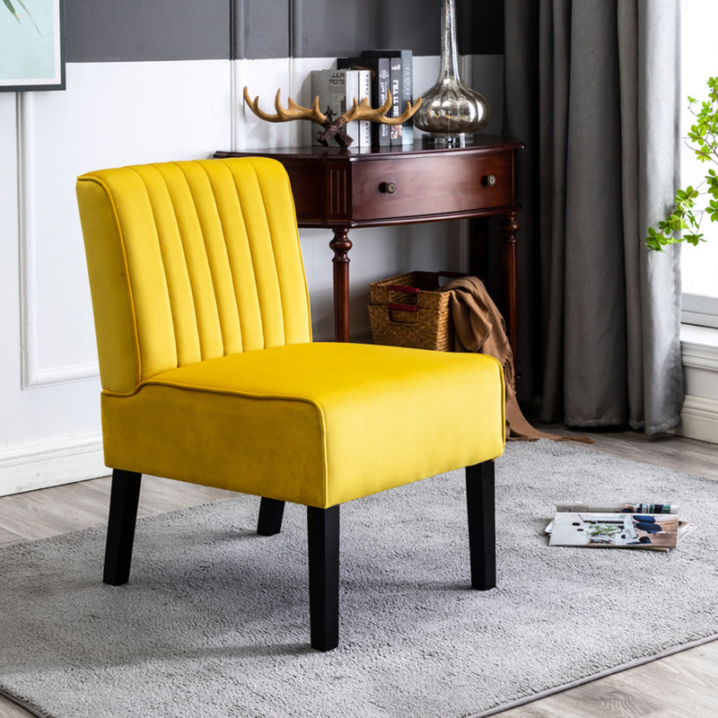 2Pièces de salon de style Mid-Century moderne, velours jaune, pieds en bois massif, aspect décoratif de 2, jaune, revêtement en velours, chambre de luxe