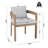 Elko Outddor And Indoor Aluminum Dining Chair, Teak Finished Frame With Light Grey Cushion, Set Of 2