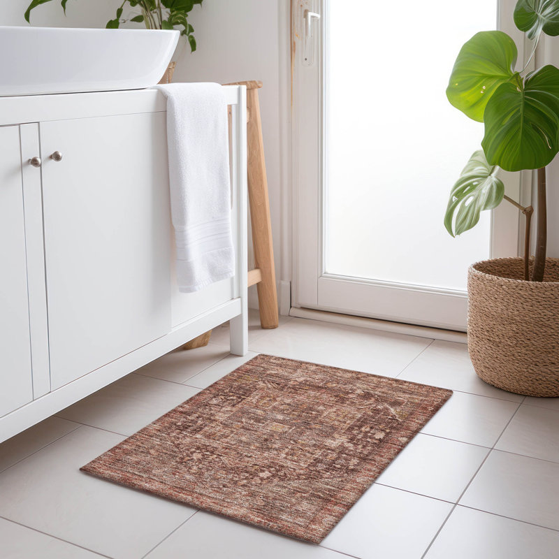 Tapis bourgogne intérieur / extérieur lavable à la machine Claudian ACN1240, Rectangle 1 pi 8 po x 2 pi 6 po