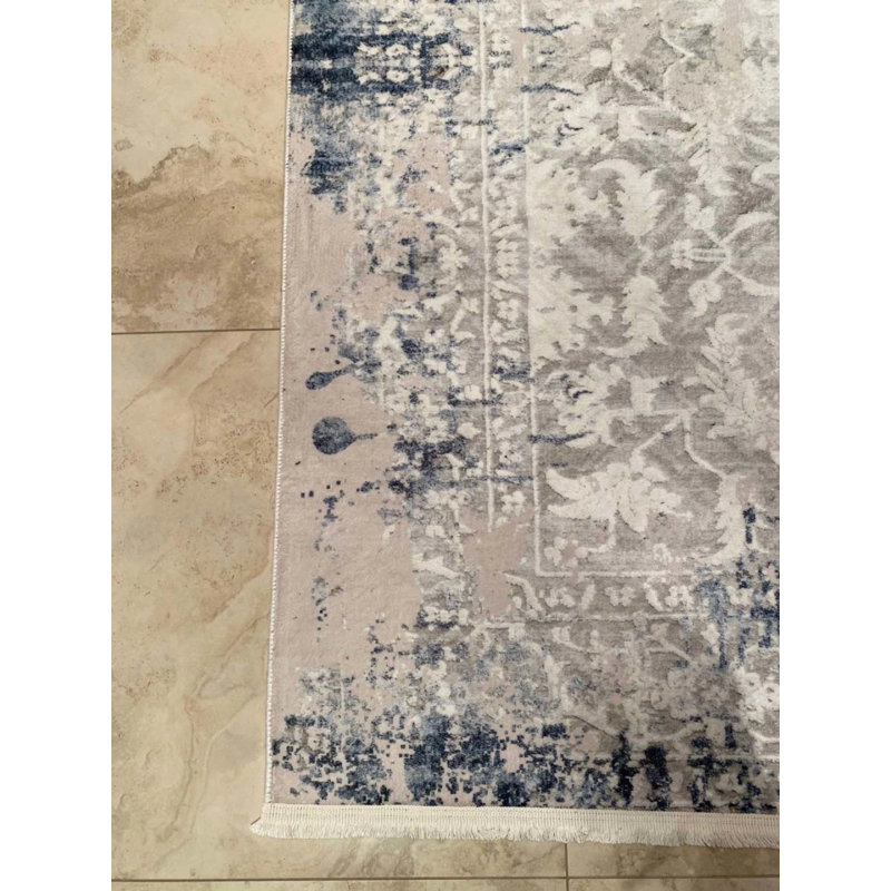 Tapis en coton avec envers antidérapant Lanney, Rectangle 5 pi 11 po x 9 pi 10 po