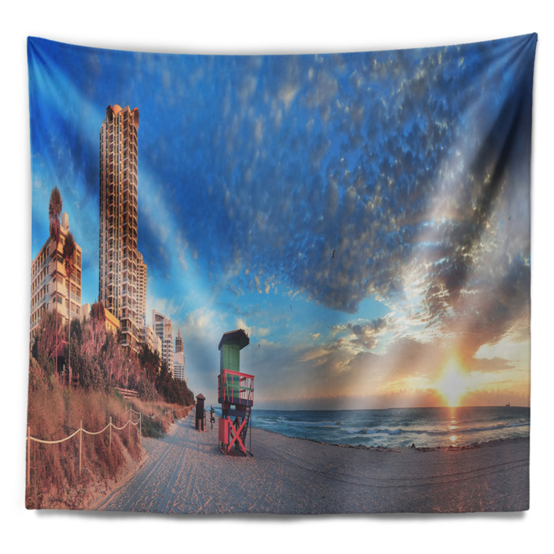 Photographie miami south beach tapisserie, H 32 po x l 39 po