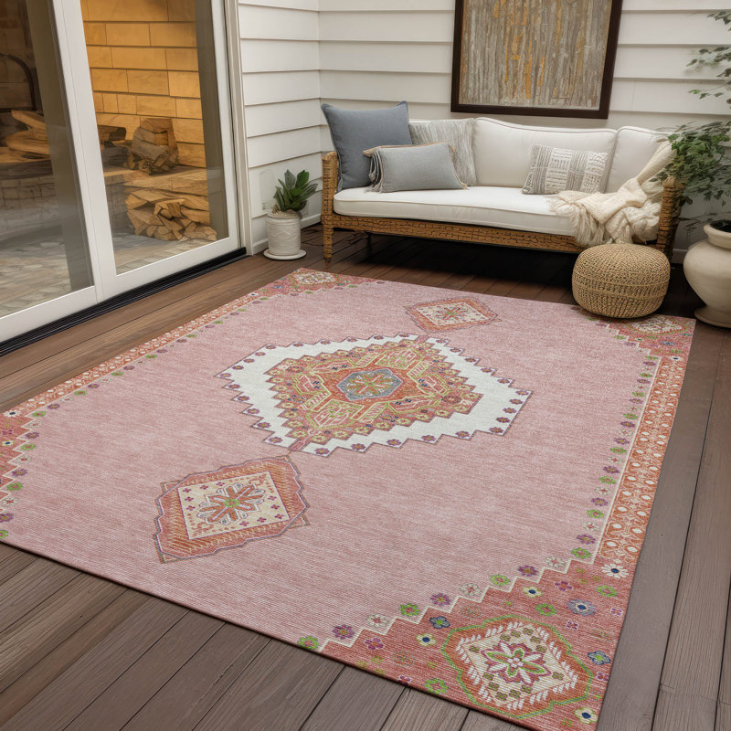 Elira Pink Washable Indoor-Outdoor Rug - LOOMLAN, 10' x 14'