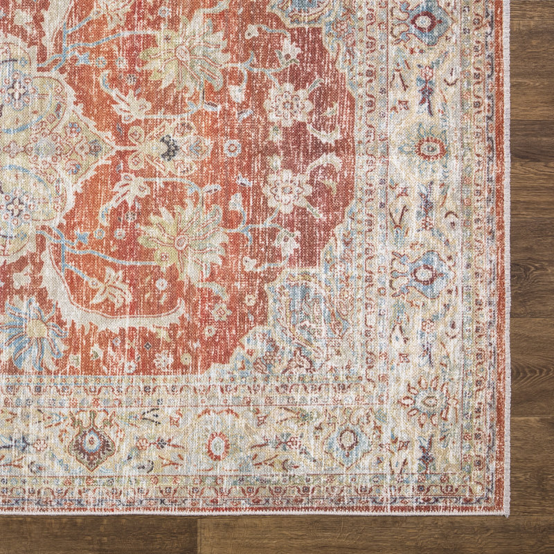 Washable Non-Slip 10x14 Rug - Beige / Gray Traditional Oriental Area Rug, Rectangle 10' x 14'