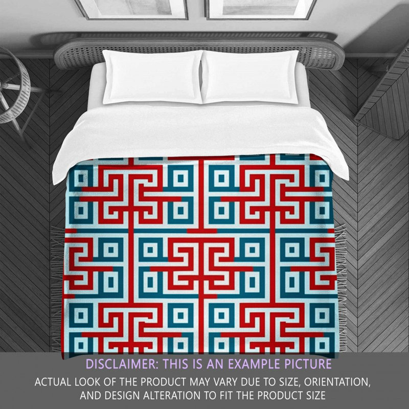 Polyester Comforter, Twin Comforter, Blue/Red Geometric
