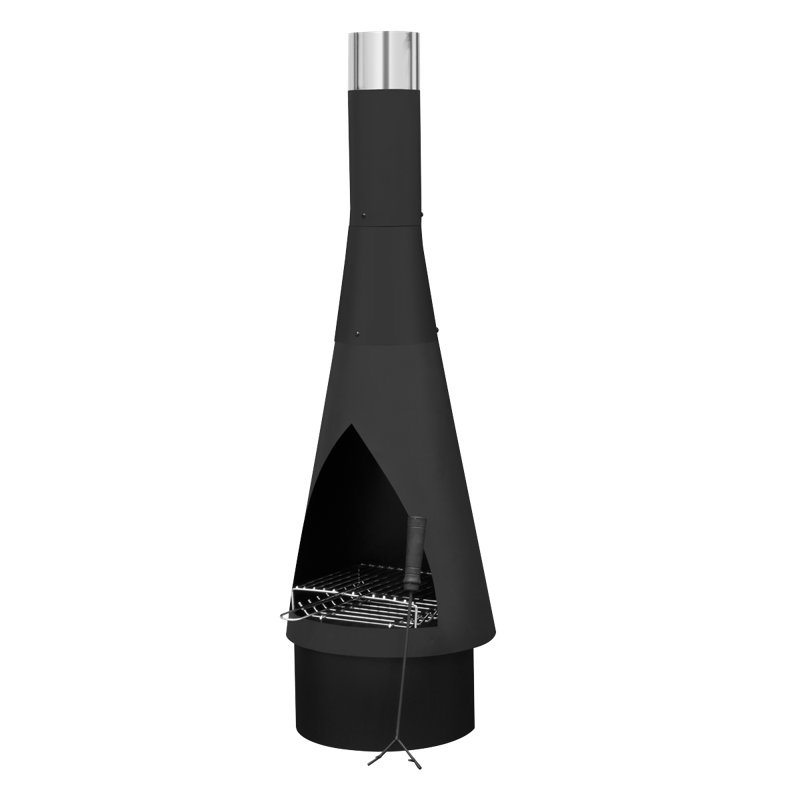 Gebler Round Steel Wood Burning Smokeless Chimnea, Black
