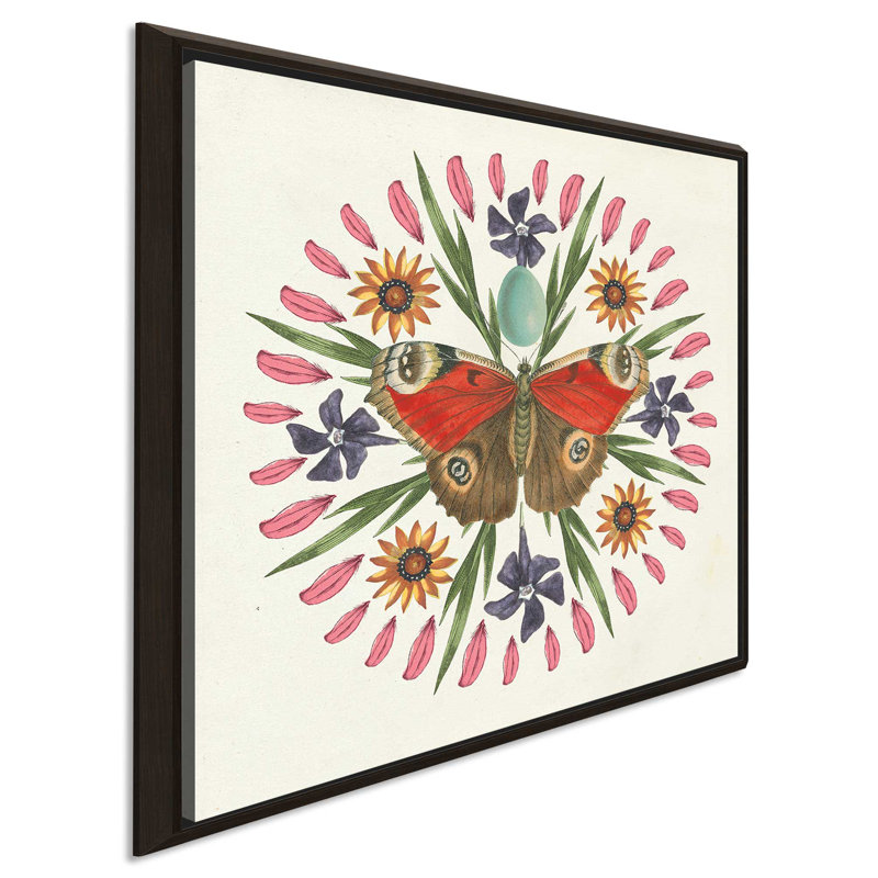 « papillon mandala ii », impression, H 21,5 po x l 21,5 po x P 2 po, Cadre flottant espresso