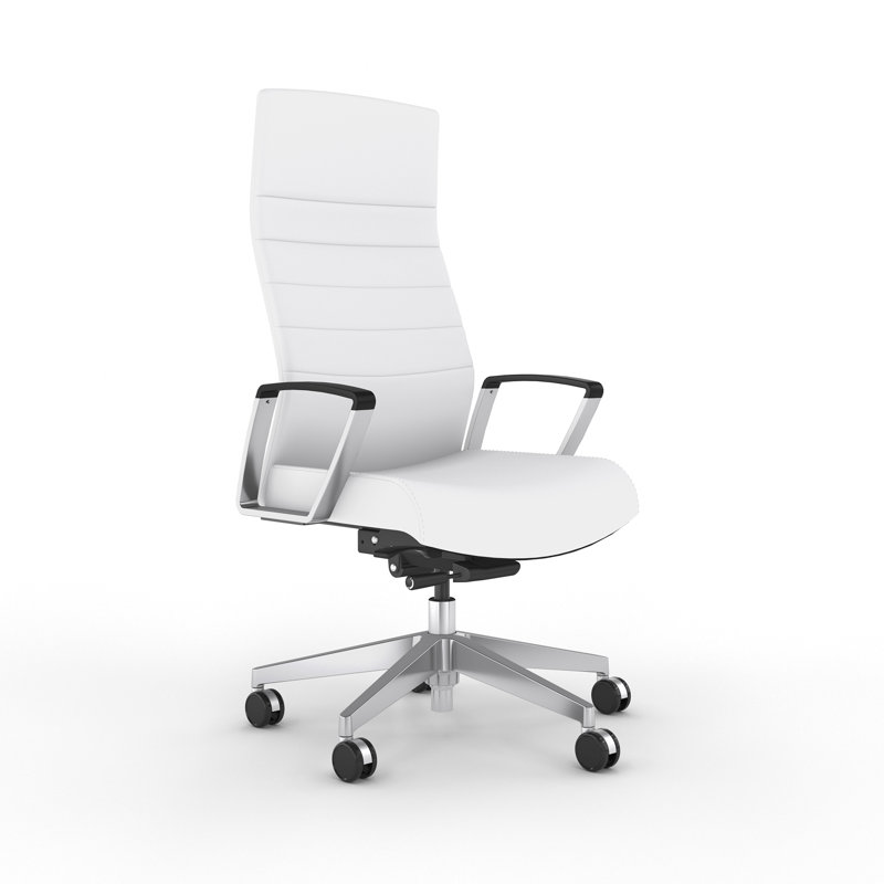 Fauteuil de direction à haut dossier, Blanc, Argent