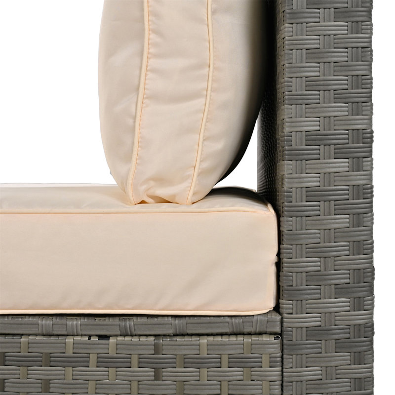 Ensemble modulaire d'extérieur courbé avec coussins 110,2 po Xael, Beige