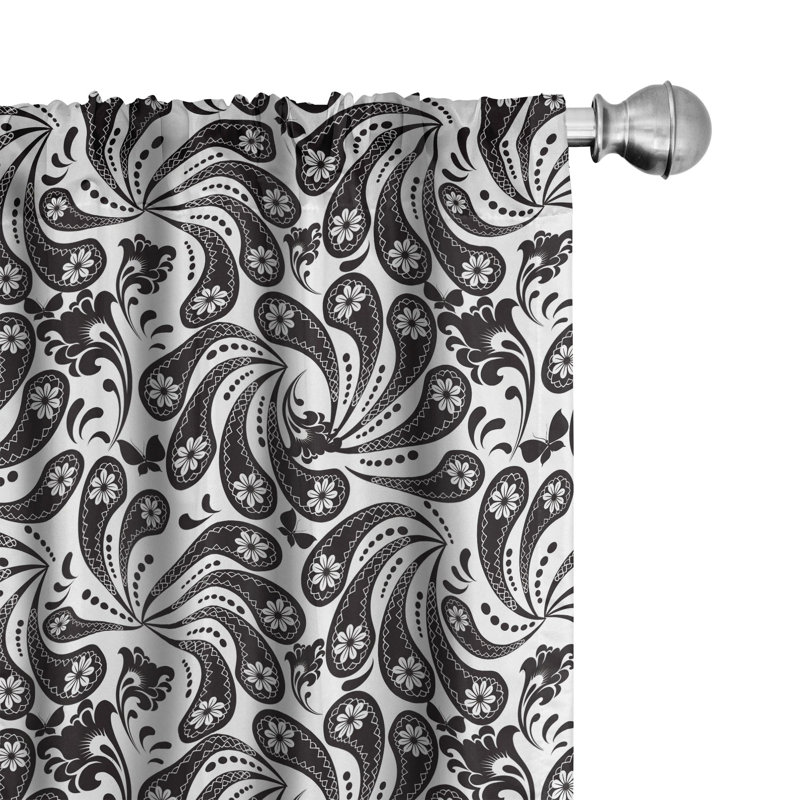 Floral Semi-Sheer Rod Pocket Curtain Panels, 28" x 84"