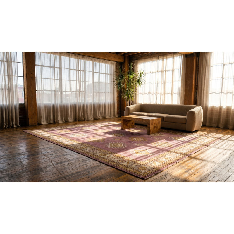 Tapis surdimensionné antique de grande taille à motif tribal mauve