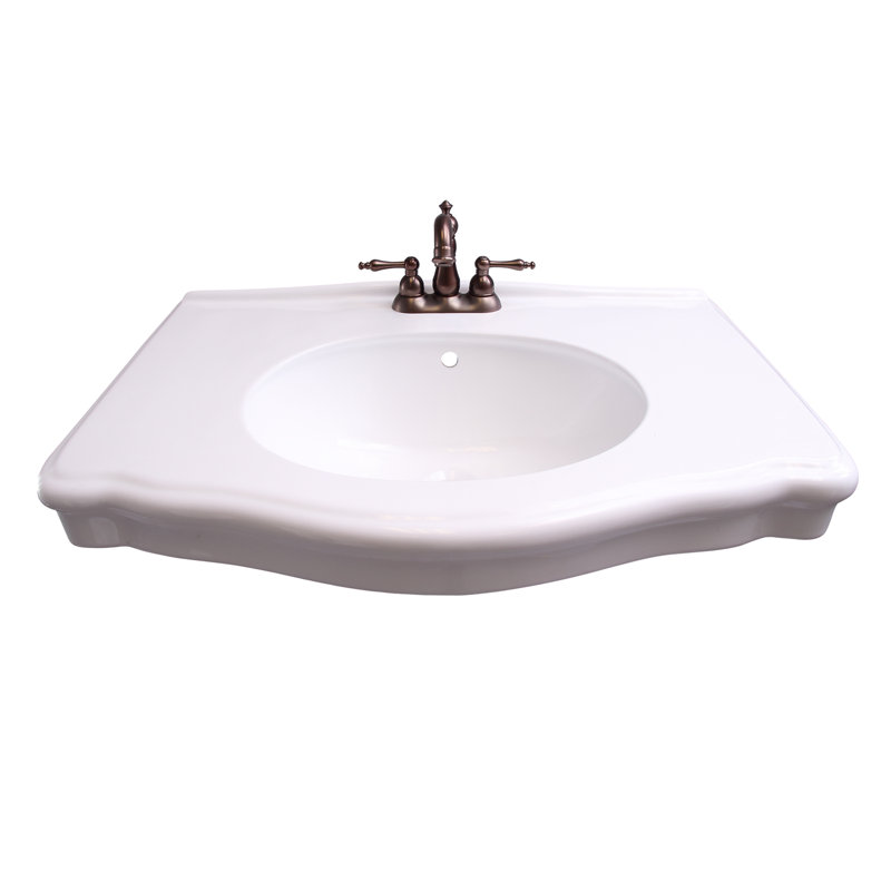 Anders Rectangular Pedestal Lavatory, White, 4"