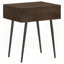 Table d'appoint brun foncé avec tiroir sculpté Starburst - Mid-Century