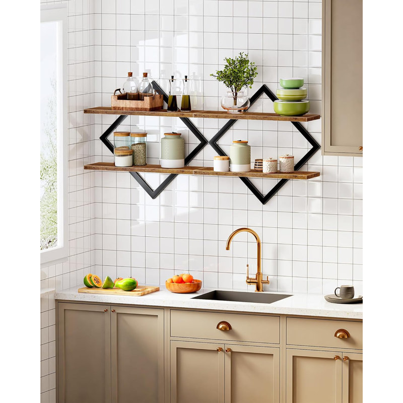 Floating Shelves, Set of 2 Wall Shelves, 2-Tier Hanging Shelves, Wall Shelf Set of 2