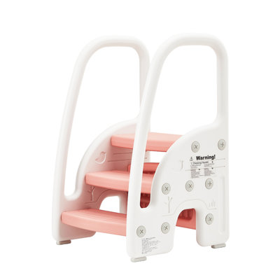 Tabouret pour tout-petits à 3 marches, tour pour enfants avec poignées latérales sécurisées, aide à l'apprentissage en plastique gris, pour comptoir de cuisine, lavabo de salle de bain et formation pour la propreté