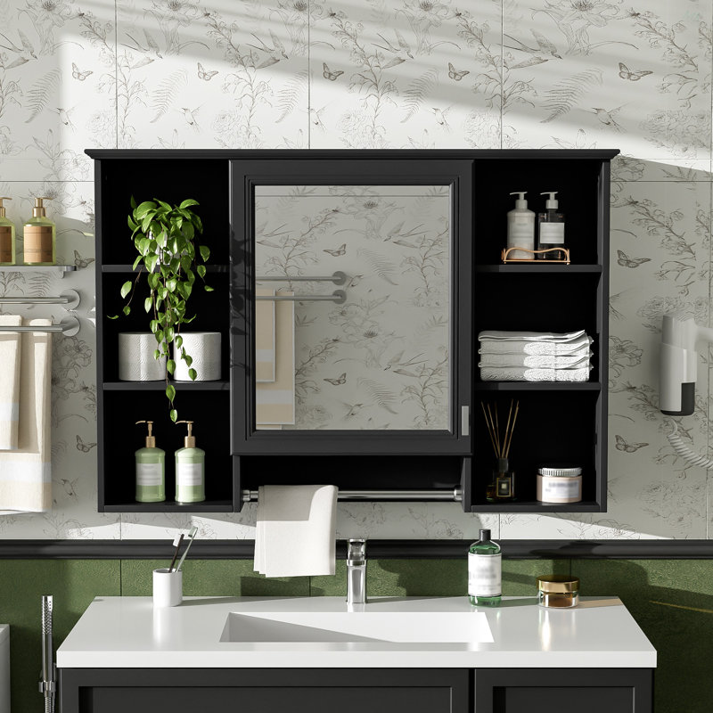 Armoire de toilette 3 en 1, armoire à pharmacie murale de 42 pouces avec tablette réglable et porte à fermeture en douceur, miroir haute définition avec rangement pour meuble-lavabo de salle de bain