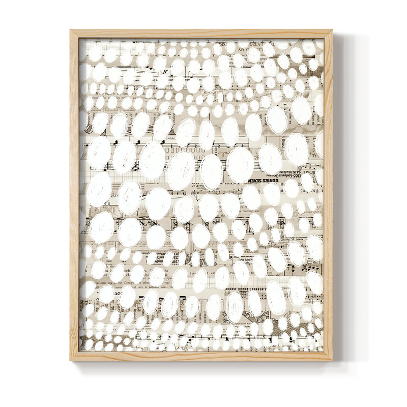 Reproduction encadrée de motif rétro III - bois massif, H 30 po x l 24 po