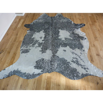 Black And White With Silver Metallic Cowhide Rug