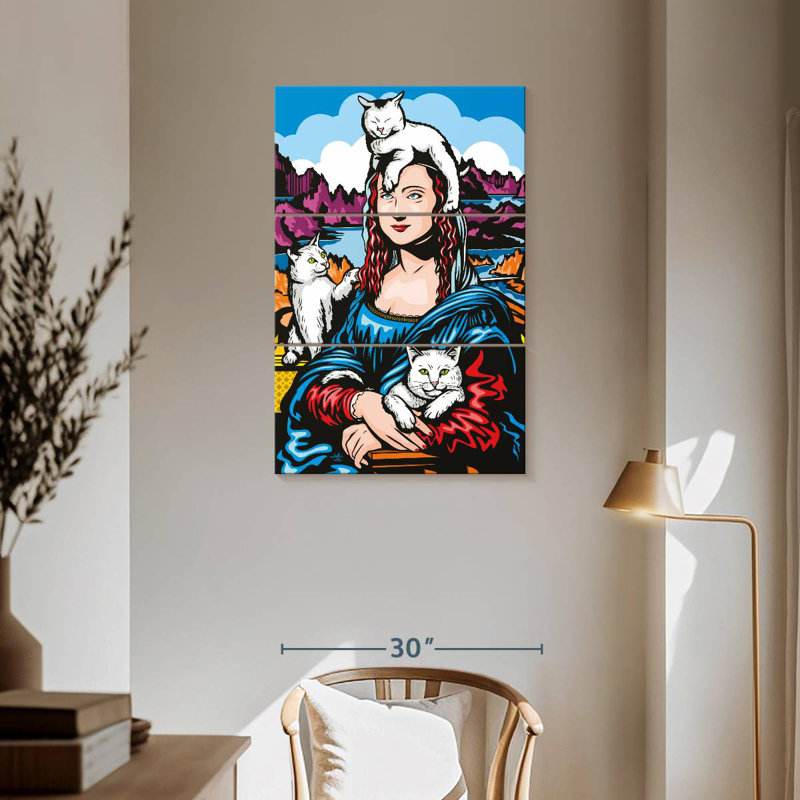 Ketti Mona Lisa With Cats, 57" H x 36" W