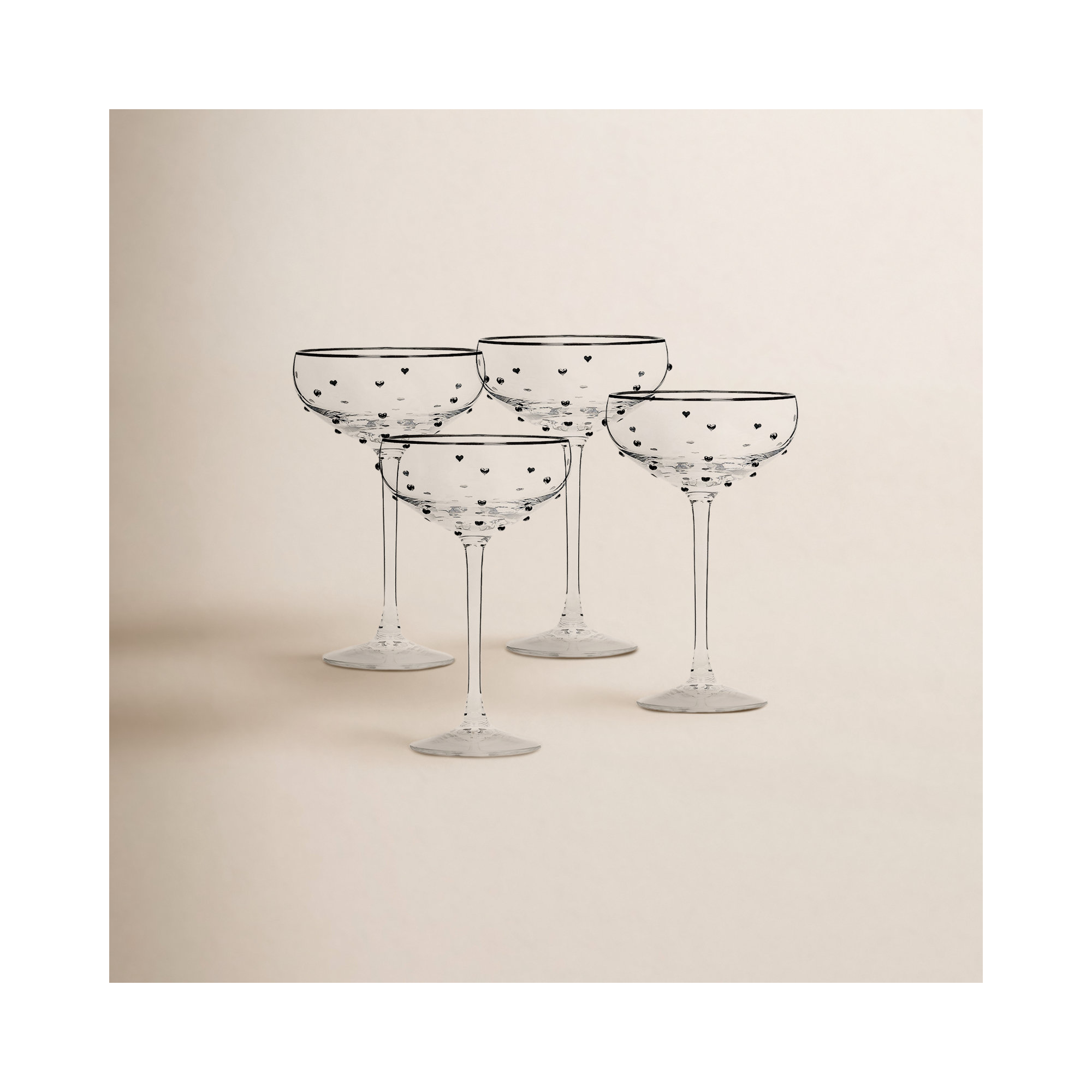 10 Strawberry Street Charming Heart Glassware, Coupe