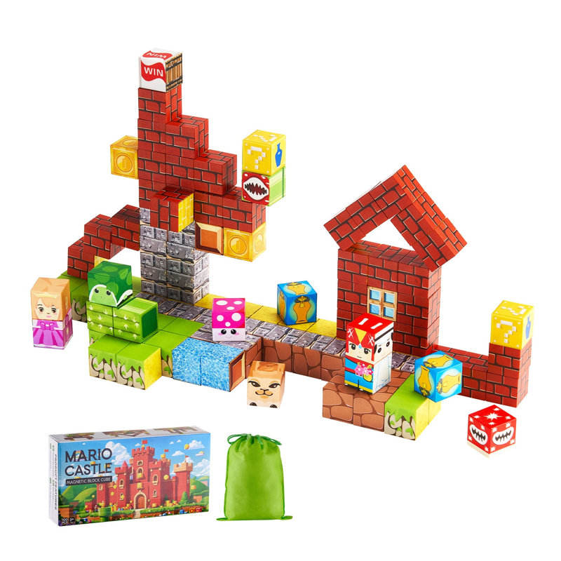 Ensemble de blocs de construction magnétiques 100 pièces avec thèmes à double face pour l'apprentissage des STEM
