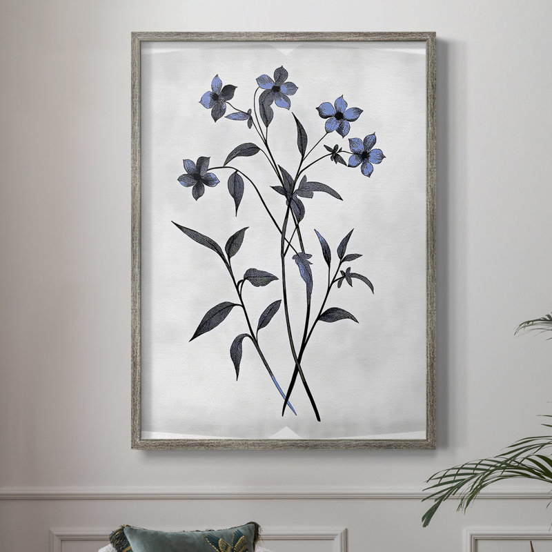 Reproduction encadrée FLORAL Series DLLIV - bois massif, 11" H x 9" W