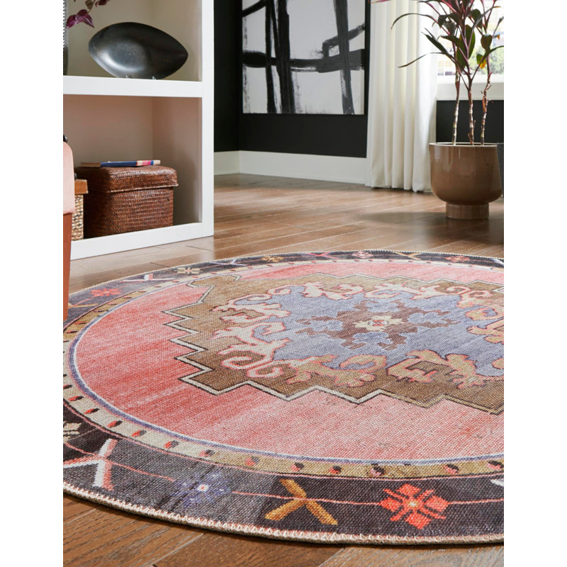 Tapis rose Glessite, Rond 3 pi 6 po