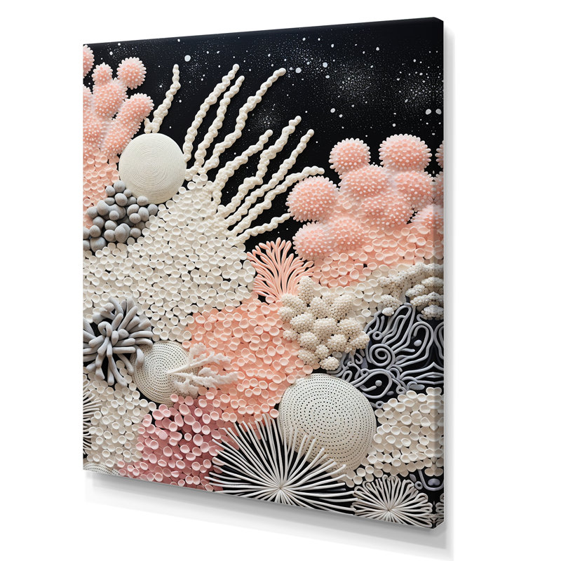 Abstrait corail noir et blanc abstrait III, reproduction sur toile, Toile tendue, H 40 po x l 30 po x P 1,5 po