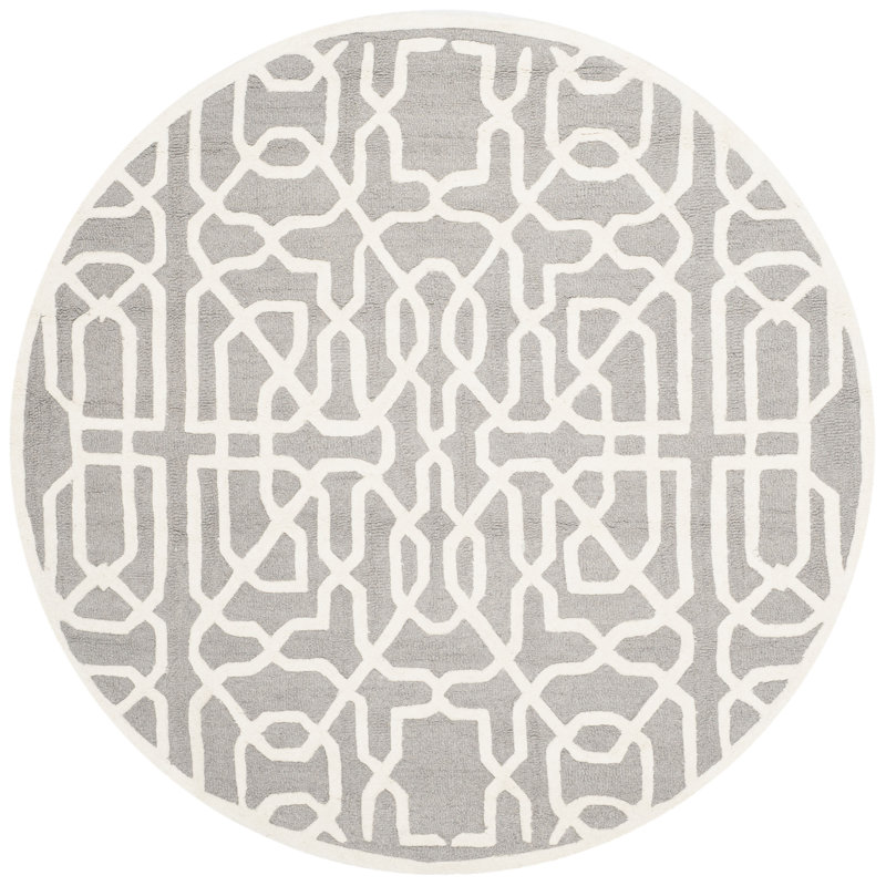 Cannen Hand Tufted Wool Geometric Rug, Round 6'