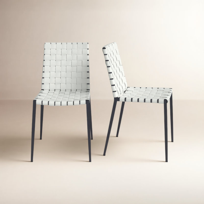 Chaise d'appoint rembourrée en cuir Brett, Noir, Blanc