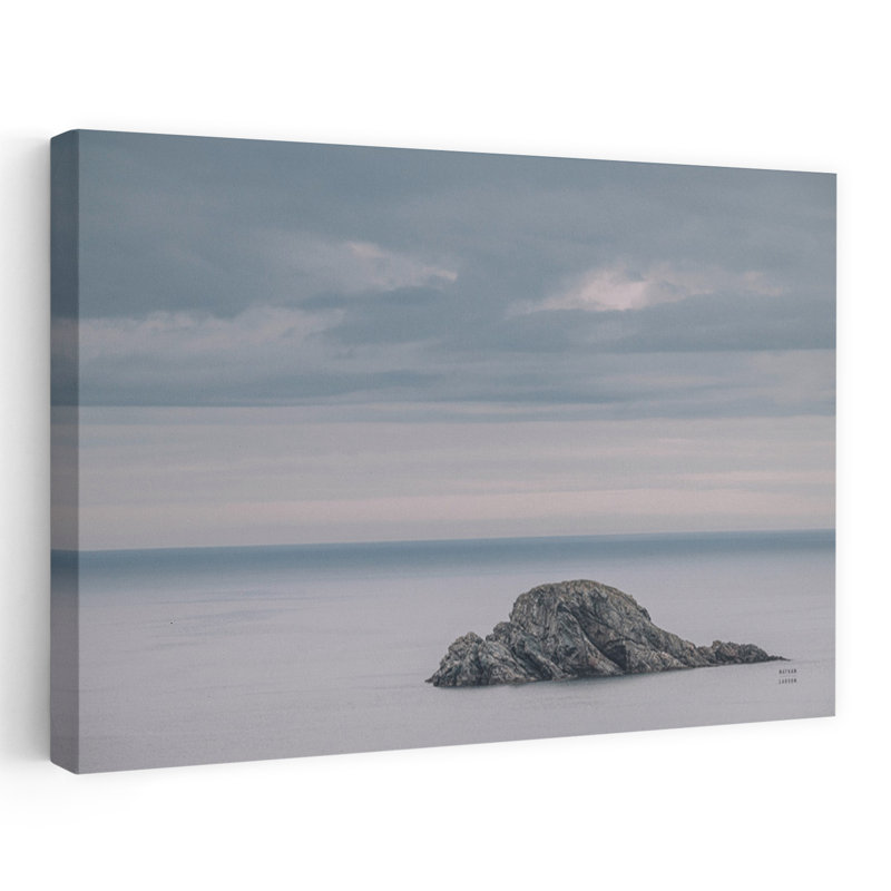 Art contemporain, paysage côtier abstrait, H 40 po x l 60 po