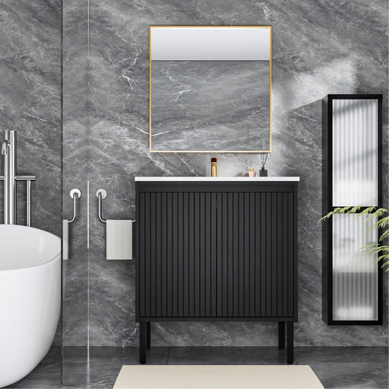 Meuble-lavabo de 30 po sans lavabo, 30", Noir mat