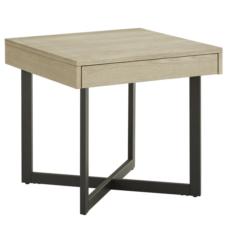 Burch End Table with Storage, Ivory White