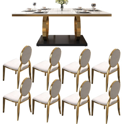 Light luxury rectangular home dining table sets
